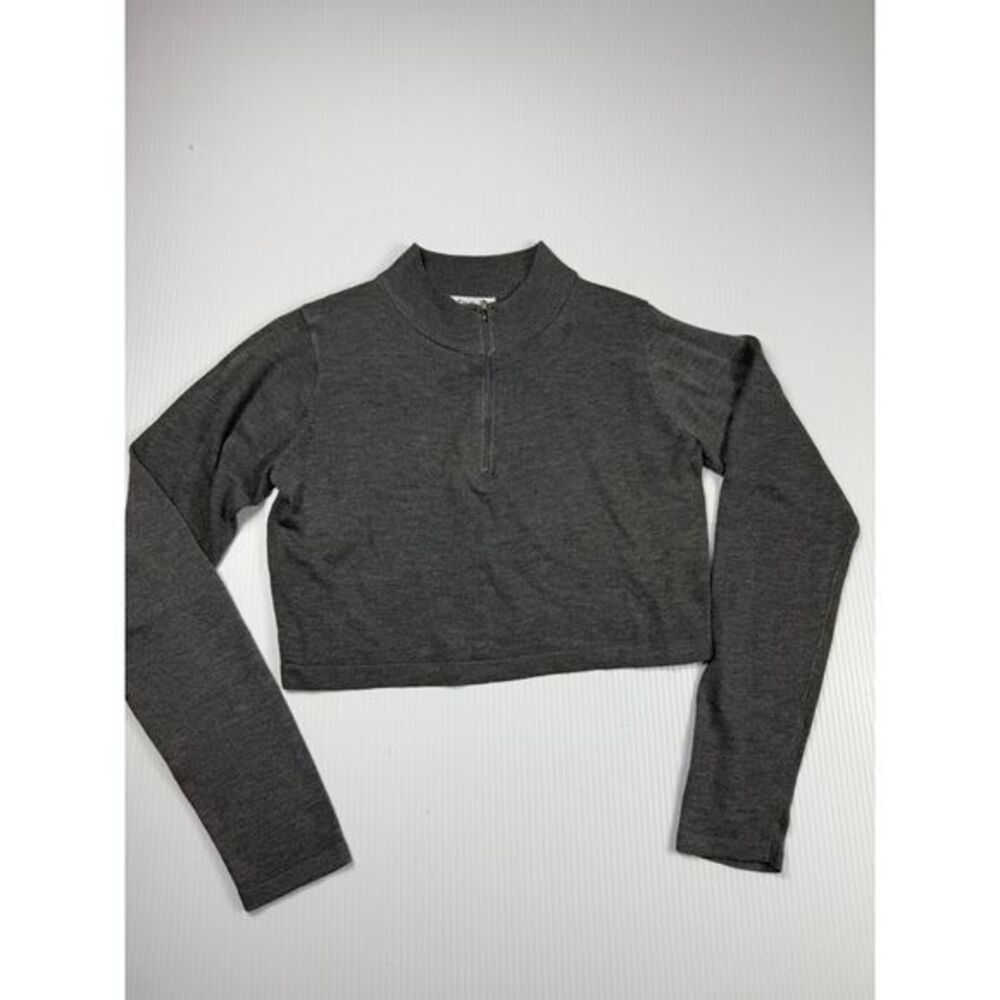 Aster Gray‎ Cropped Quarter Zip Long Sleeve Athletic Top Size S